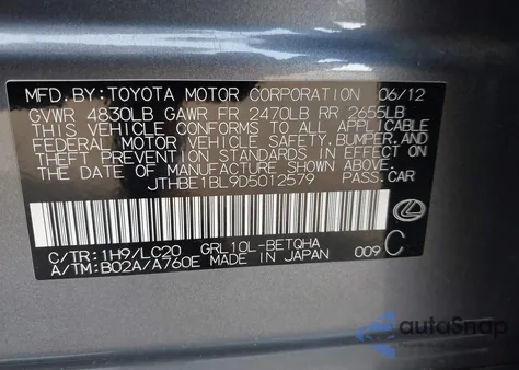 2013 Lexus Gs 350 from USA, damaged, VIN JTHBE1BL9D5012579